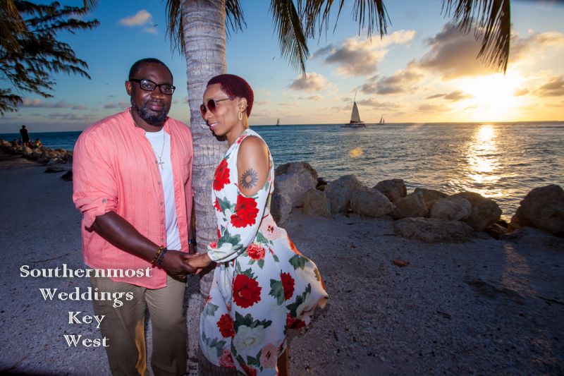 A couple celebrate their anniversary together with a photo session by Southernmost Weddings Key West