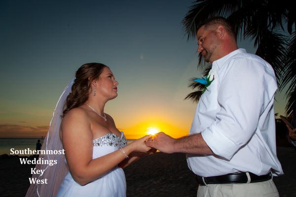 Elopement ceremony performed just before sunset by Southernmost Weddings Key West