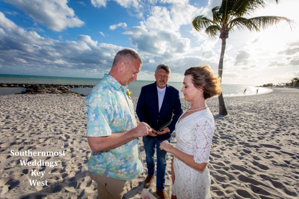 Elopement ceremony under a palm tree in Key West, FL.