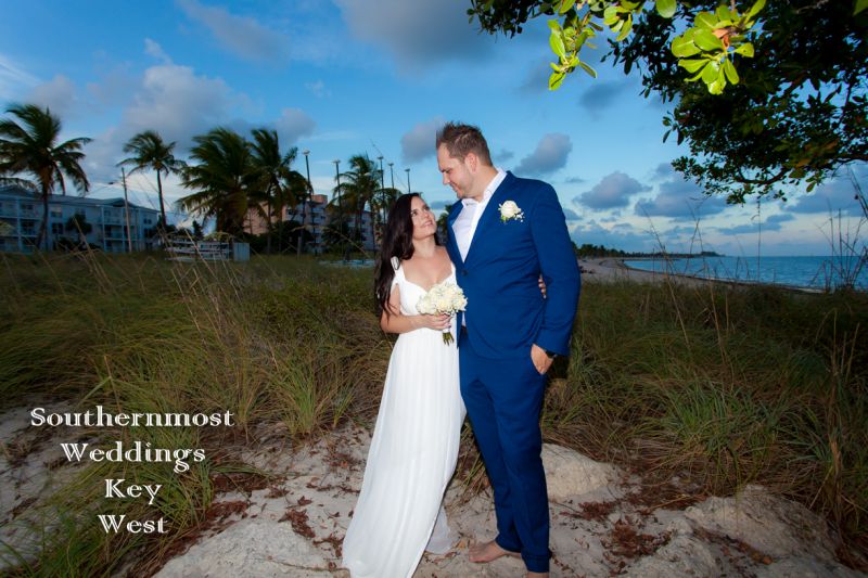 Wedding Couple getting Married on the Beach by Southernmost Weddings Key West