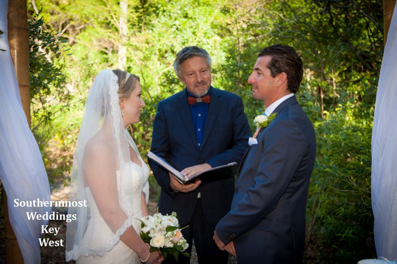 Wedding officiant from Southernmost Weddings marries a couple in the Tropical Forest & Botanical Garden