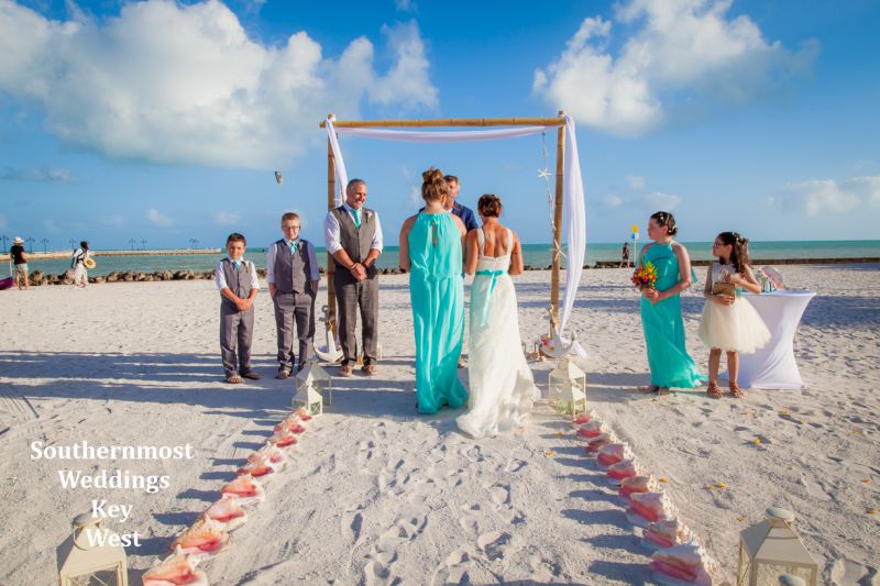 Starfish Beach Wedding Package complete with tropical island decor by Southernmost Weddings Key West