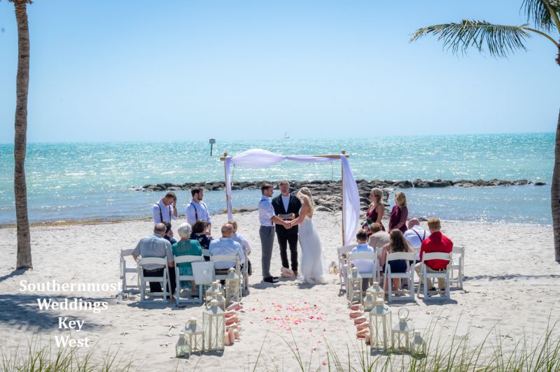 Starfish Deluxe Beach Wedding Package complete with tropical island decor by Southernmost Weddings Key West